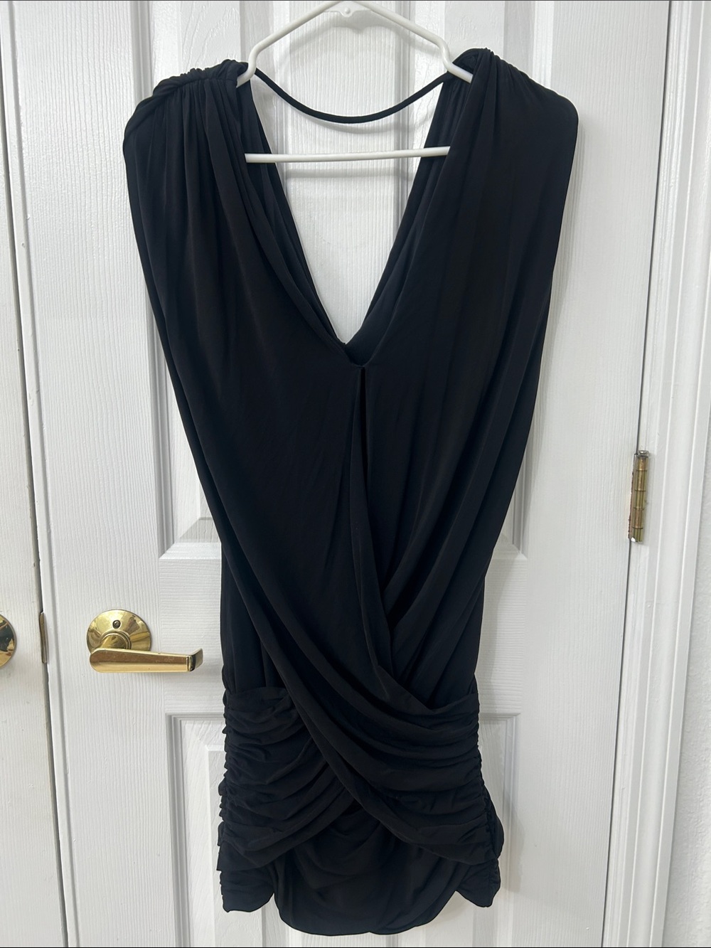 BCBGMaxAzria Black Draped V-Neck Mini Dress